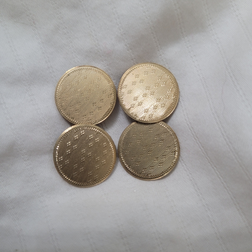 5.25 Grams 10K Gold Signed Vintage Timeless Patterned Textured Cufflinks - Picture 6 of 7